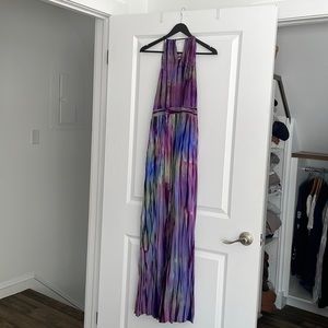 Tie-dye halter maxi dress